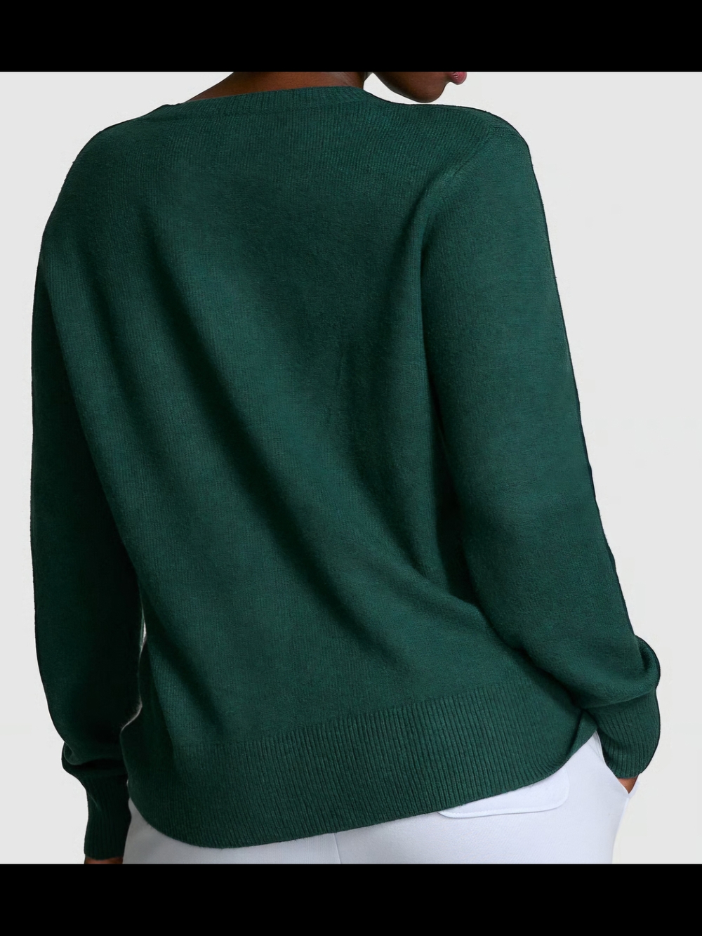 PINK Victoria's Secret Green & Cream 'Après Ski' Crewneck Sweater LARGE NWT - Picture 3 of 5